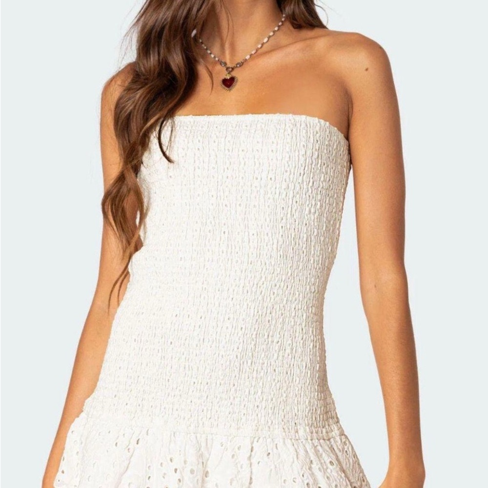 Edikted White Strapless Dress